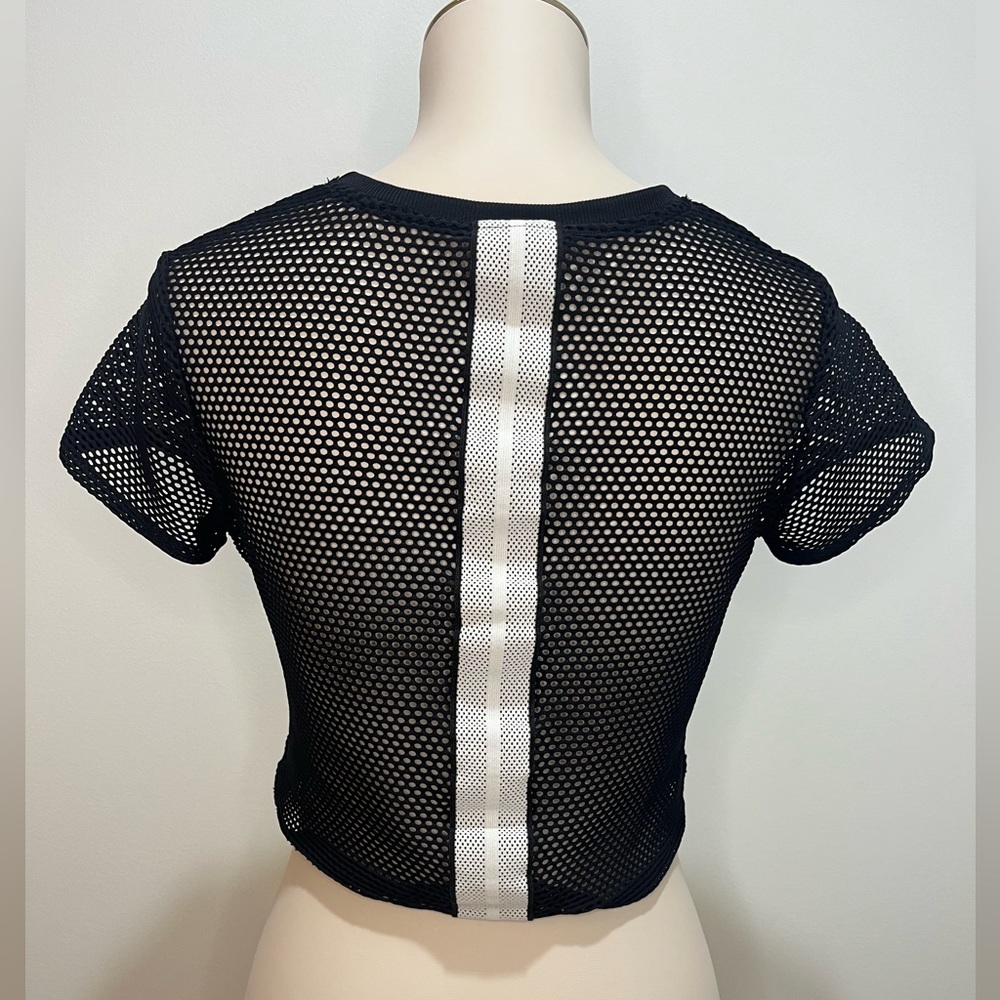 Koral Open Mesh Crop Crop Top in Black - Picture 5 of 8